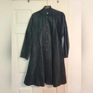 Eskander Women's 100% Black Leather Trench Jacket Style Button Up Dress Size 0